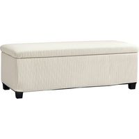 HOMCOM puff almacenaje, banco almacenaje, capacidad de 84 L, 112x42x40 cm, tapizado en pana, para sala de estar, dormitorio, entrada, beige