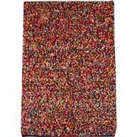 Tapis berbère 160 x 230 cm – Motif abstrait multicolore rouge bleu – Coton tissé à la main – Poils ras 15 mm – Unamourdetapis