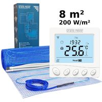Kit de calefacción por suelo radiante 8 m², 200 W/m² + W350 termostato Wi-Fi programable