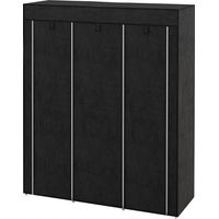Armario de tela plegable ropero portátil 8 estantes 2 barras colgar 125x43x162.5 cm negro