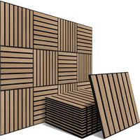 Randaco 12 Stück Akustikpaneele 30x30cm, Innendekoration Wandpaneele, Holzpaneele Wand, selbstklebend Schallschutzplatten, Weiß-Eiche Lamellenwand auf Filz