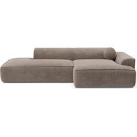 Canapé angle droit 4 places en velours taupe ANIA