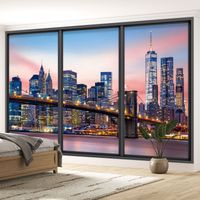Papier peint panoramique Trompe l'oeil baie vitrée - New york - 130 cm x 78 cm