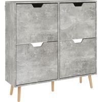 Mobile Scarpiera con 4 Cassetti Ribaltabili a 2 Livelli per 16 Paia, , 95x26x95 cm, Grigio