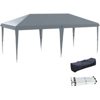 Carpa Plegable Gazebo 6x3 m con Altura Ajustable en 3 Niveles Toldo Anti-UV y Bolsa de Transporte Gris Claro
