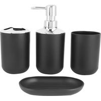 Salle de Bain Accessoire Ensemble pour Bain, Ensemble de 4 Accessoires de Salle de Bain, Kit de Bain Porte-Savon, Distributeur De Savon, Porte-Brosse À Dents, Gobelet (Noir, 4 pièces)