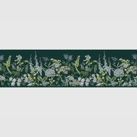 Frise auto-adhésive - Fleurs de vesce sur fond vert Brunswick - 500x13,8 cm