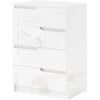 Cassettiera 4 cassetti legno bianco lucido 60x40x85 cm