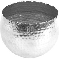 Large Metal Planter 22 x 17cm Hammered Silver Colour Curvy Edge