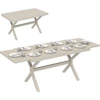 Mesa de Comedor Exterior Extensible 154/214 cm para 8-10 Personas de Aluminio Acero con Tapa Imitación Gris