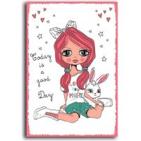 Tableau fille avec lapin - 50 x 70 cm
