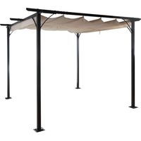 Pergola HHG-116, Garten Pavillon, stabiles 6cm-Gestell + Schiebedach creme 3x3m