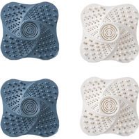 Set mit 4 Silikon-Duschablaufabdeckungen, Filtern für Dusch- und Badewannenabflüsse, Haarfängern - Crezuo