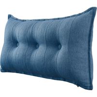 VERCART Grand Oreiller de Lit Décoratif, Coussin de Lecture Capitonné de Boutons, Oreiller de Corps pour Dormeur Latéral, Bleu Mélange de lin, 100 x 8 x 50 cm