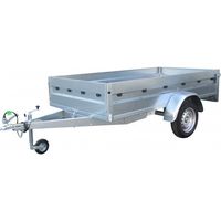 Remolque coche acero galvanizado de 200x134cm con tablero fenólico. Carga útil 583kg. MMA 750kg. Para jardín y bricolaje.