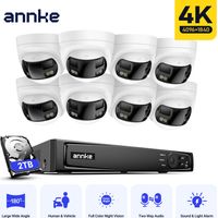 ANNKE 4K PoE-Überwachungssystem, 8 Outdoor-Dual-Lens-Kameras (8 MP) mit 180°-Schwenkbereich und Farbnachtsicht, 8 Kanäle, 12-MP-H.265+-NVR, Personen-/Fahrzeugerkennung, 2 TB