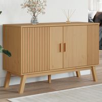 Vidaxl – Buffet scandinave en bois massif de pin marron 114x43x73,5 cm – Grand espace de rangement – Pieds en bois pour stabilité