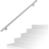 Relaxdays – Main courante inox 150 cm – Rampe d'escalier ronde argentée – Support mural pour intérieur et extérieur – Ø 38 mm