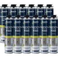 Bostik – Mousse polyuréthane expansive 750ml – Lot de 12 – Excellente isolation phonique et thermique – Adhère sur béton, bois, métal