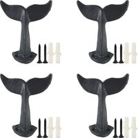 4PCS crochets mur queue baleine en fonte avec vis de montage, rochets mur, noir