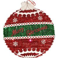 Boule de Noël - Lumière LED - 40 x 4 cm - Rouge, Argenté, Blanc - Plastique Polypropylène