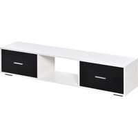 HOMCOM Mueble de TV para Televisores de hasta 60" Mesa para TV de Salón Estilo Moderno con 2 Cajones y Compartimento Abierto 140x30x32 cm Blanco y Negro