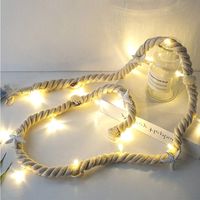 LAN Guirlande Lumineuse à Piles Fil de Conque en Corde de Coton Imperméable 1,5 Pouce avec 15LED Blanc Chaud Lumières d'Ambiance Décoration de Noël Fête Mariage Jardin Patio Pelouse Fête (Beige)