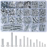 Set di viti filettate M3 M4 M5 M6 da 1080 pezzi con dadi esagonali e rondelle, viti a testa tonda, viti a testa Phillips, kit assortimento di viti per macchine