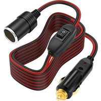 Cigarette Lighter Extension Cord 14AWG 12V-24V Car Cigarette Lighter Male to Female Socket with ON/OFF Switch Heavy Duty Extension Lead Power Cable for RV Truck Tire Inflators - 3M / 9.84FT
