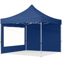 3x3m Faltpavillon PROFESSIONAL Alu 40mm, Seitenteile mit Panoramafenstern, blau
