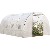 Serra da giardino a tunnel da 12 m², 4 x 3 x 2 m, in acciaio zincato + telo anti-UV con porta e finestre ZEBRA bianche