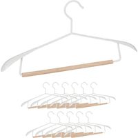 Gianno Store-Lot 12 cintres bois blanc épaules larges avec barre pantalon