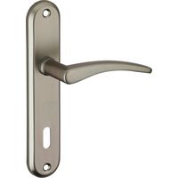 Thirard – Ensemble de poignées pour porte de chambre Vesta – Aluminium nickelé satiné – Entr'axes 165mm, carré 7mm, trou de clé