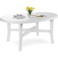 Dmora – Table de jardin ovale 6 places – Polypropylène résistant – Longueur 165 cm – Dimensions 165x110x72 cm – Coloris blanc