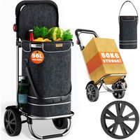 MONZANA® 3in1 Shopping Trolley 56L/50 kg Folding Removable Bag Hand Cart Cooling Black