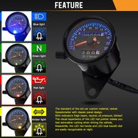 Decdeal Compteur de vitesse mécanique de moto personnalisé Cafe Racer avec indicateur LED, odomètre 220 km/h