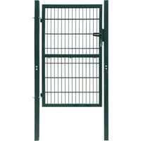 Vidaxl – Portail fer et acier 2D vert 100x120 cm – Soudé avec fils verticaux et horizontaux – Charnières robustes – Résistant à la corrosion