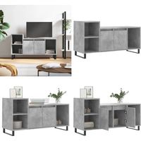 Meuble TV Gris béton 100x35x55 cm Bois d'ingénierie - Meubles Tv - Meuble Tv Gris - Meuble Tv Moderne - Meuble Tv Industriel - Meuble Tv Rangement - Home & Living