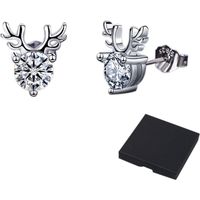 Boucles d'oreilles plaquées or blanc 18k,boucles d'oreilles en zircon pour femmes hommes 5mm (Elk)