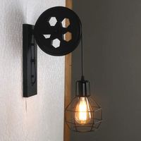 Applique Murale Industrielle, Éclairage Mural Vintage Poulie Lampe de Mur Luminaire Intérieur pour Bar, Chambre à Coucher, Salon, Restaurant, Café