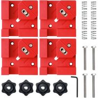 Lot de 4 pinces multifonctions à 90 degrés adaptées pour la menuiserie en bois et l'installation de fixations d'ébénisterie, assemblage de meubles(Rouge)