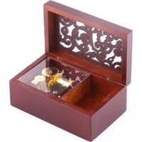 Boîte à musique 18 notes en bois massif avec mouvement doré, coffret à bijoux Alice, boîte à musique mécanique à remontoir, cadeau romantique et vintage.