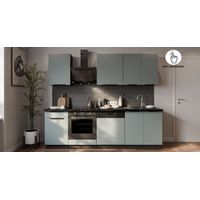 Küche ARIA K-BL Basic 250 cm Anti Fingerprint Küchenzeile Küchenblock Singleküche EinbaukücheAQUAMARINE - AFM
