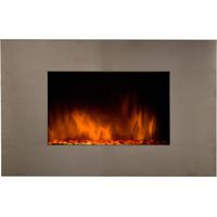Cheminée électrique 2000W inox 90x50 cm – Effet flammes réaliste – Thermostat électronique et télécommande – Pour espaces intérieurs