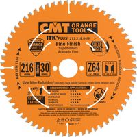 CMT – Lame de scie circulaire 216mm – Alésage 30mm – 64 dents ATB+S – Pour coupes précises dans bois dur et mélaminé
