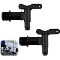2PCS Robinet Cuve Plastique, Robinets pour Citerne De Pluie avec étanche Ruban PTFE - 3/4" - Robinet De Tonneau pour seaux, robinets