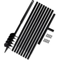 Vidaxl – Tarière manuelle 120 mm – Longueur totale 1 m – Tube d'extension 9 m – Acier pour sols durs et terrains accidentés