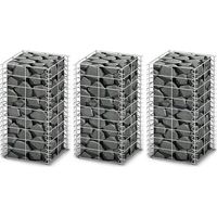 Vidaxl – Jeu de paniers de gabion 3 pcs – Acier galvanisé 25x25x50 cm – Capacité de charge 1400 kg/m³ – Assemblage facile