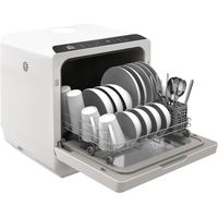 Petit lave-vaisselle avec 5+1 programmes, deux modes d'alimentation en eau, réservoir d'eau de 6 L, affichage LED, blanc