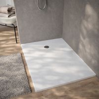 Plato de ducha 120x80x2.6cm en Polibeton blanco mate Soft-Touch recortable